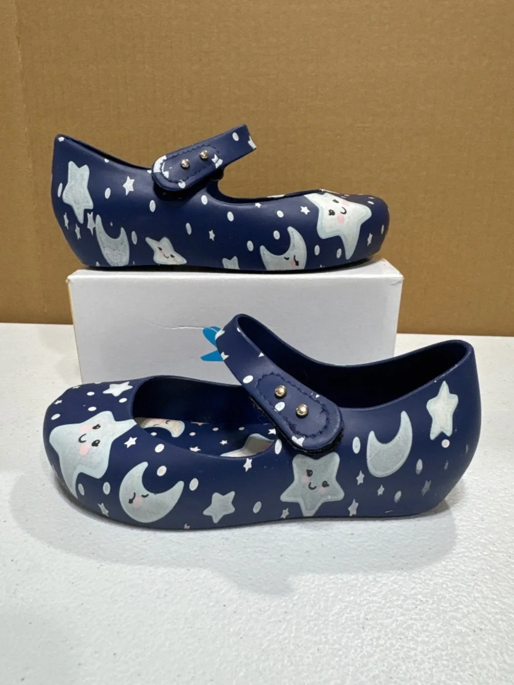Mini Melissa Ultragirl Sweet Dreams Mary Jane shoes Blue stars and moons Size 11